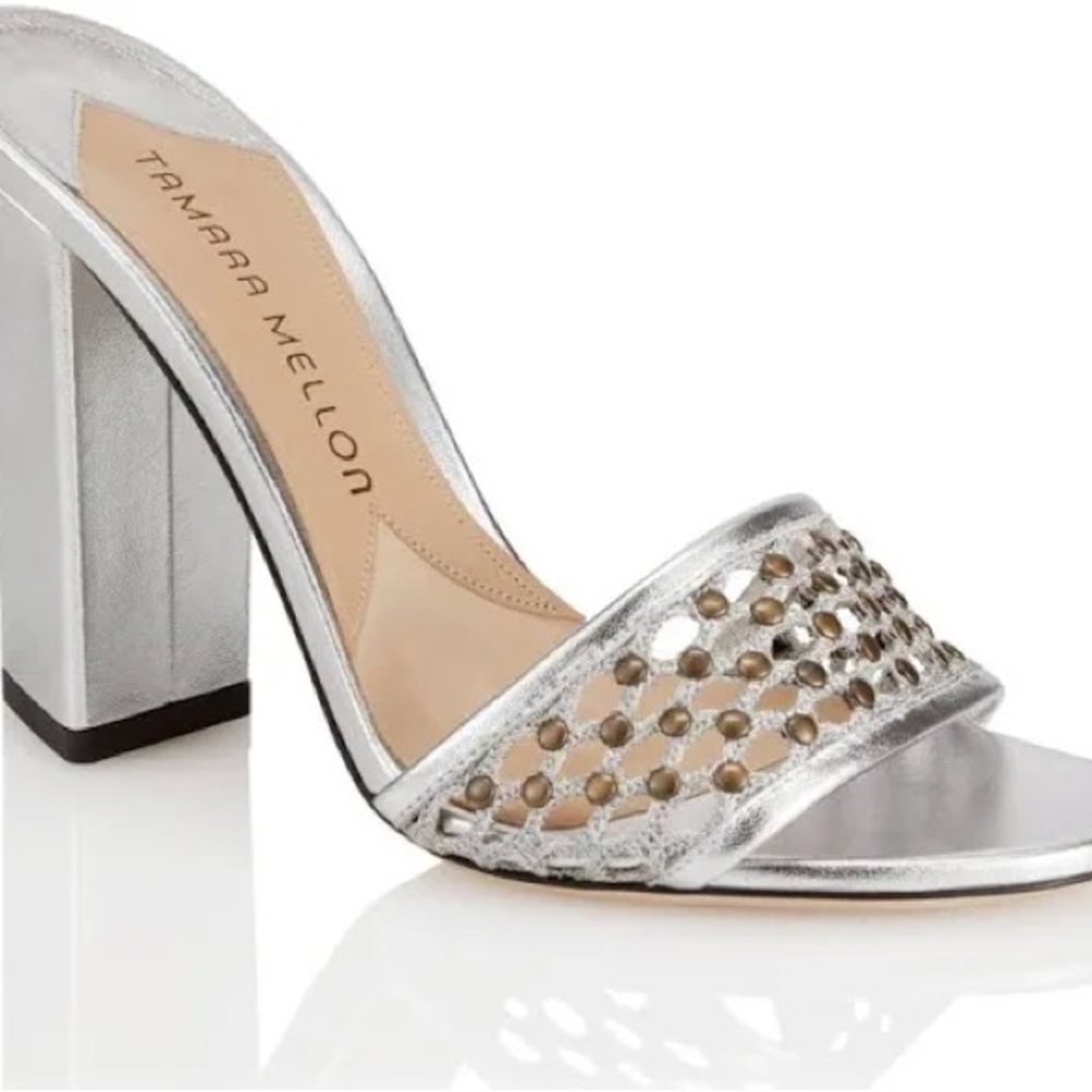 Tamara Mellon Silver Block Heels